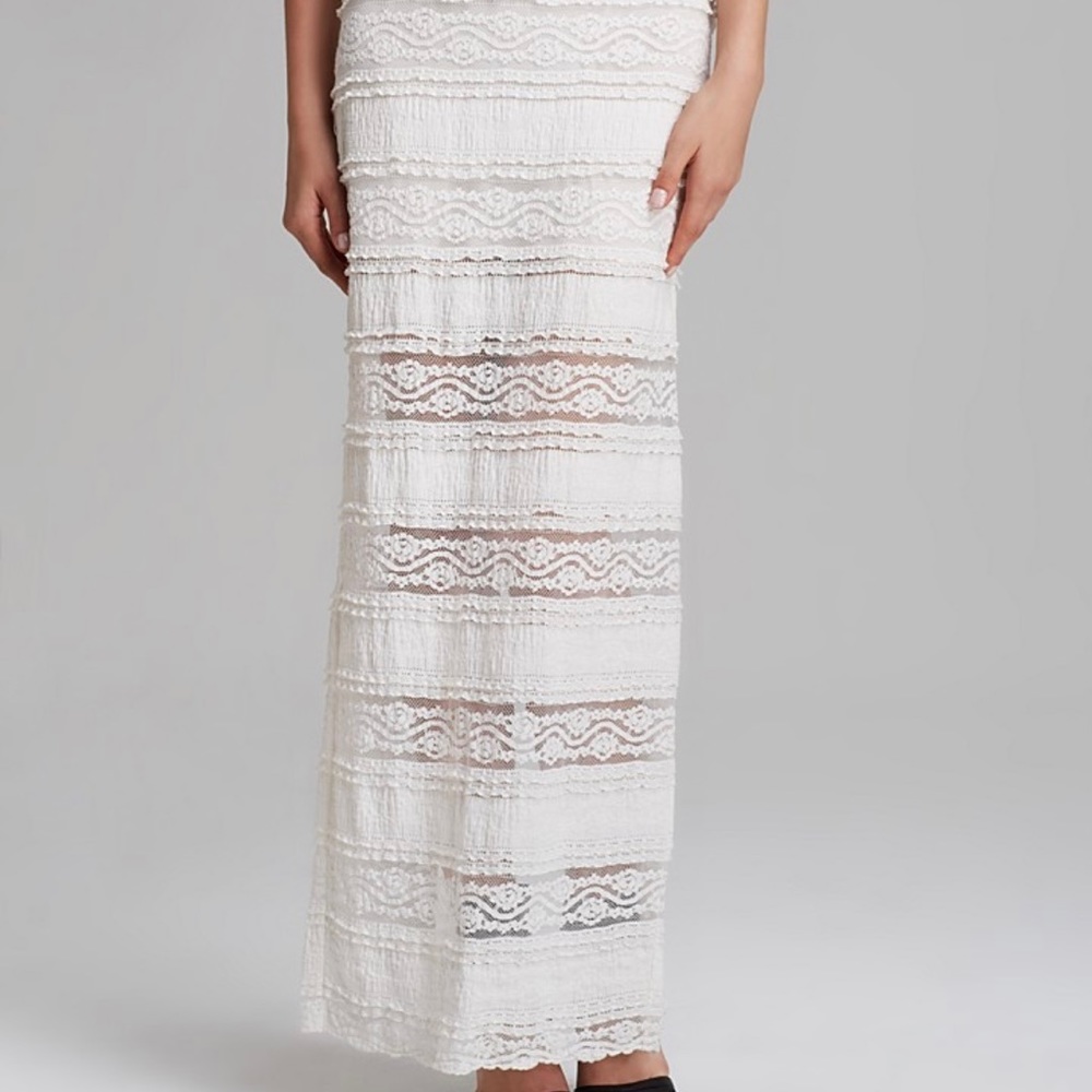 Alice + Olivia Cream Lace Ettley Maxi Skirt